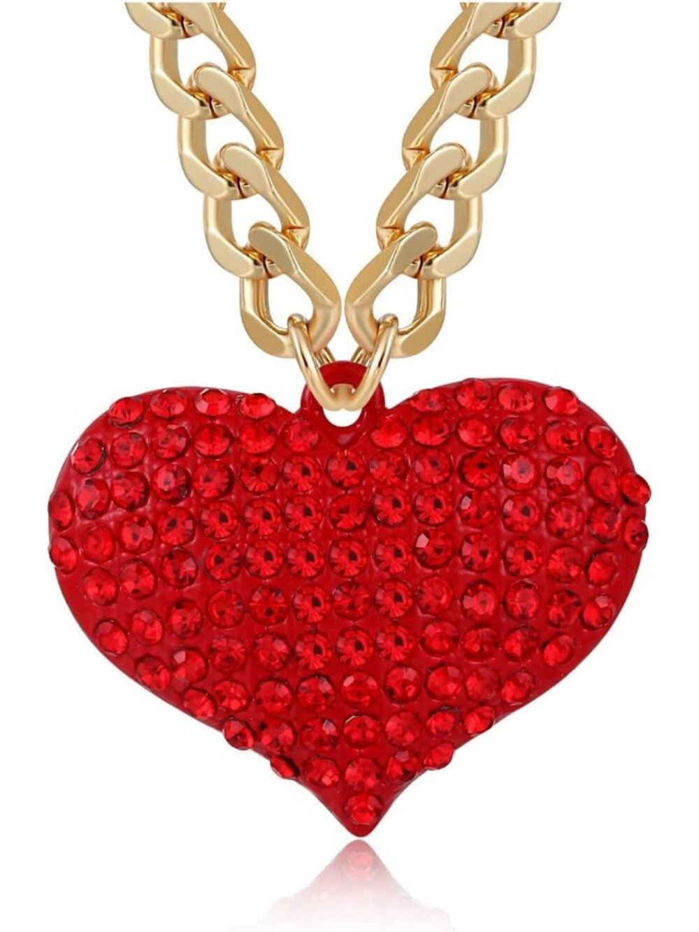Chunky Gold Heart Pendant Necklace | Hip Hop Cuban Link Choker Jewelry